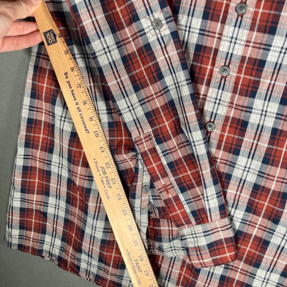 Croft & Barrow Mens XL Plaid Button Down Shirt Quick Dry Roll Sleeve Red Blue - Picture 7 of 9